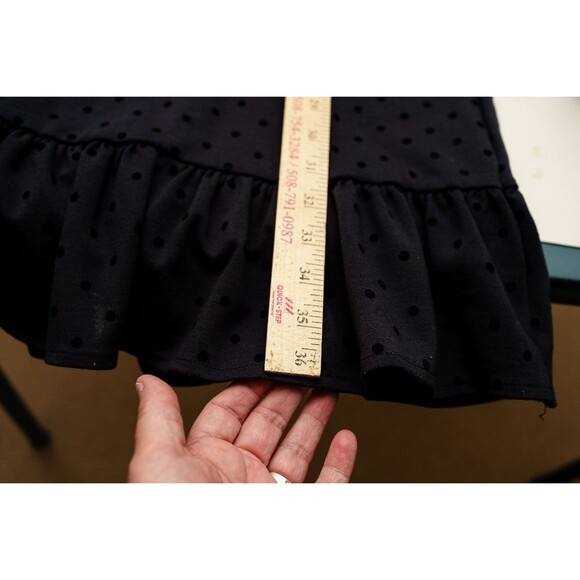 Lands' End black polka dot ruffles dress 16 goth witchy longsleeve midi - Picture 5 of 5